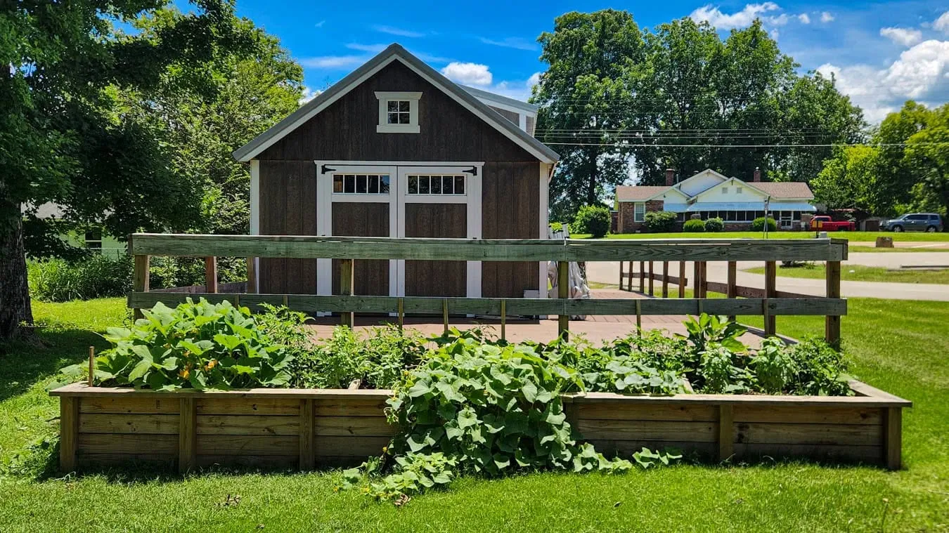 The garden shed and deck at The Ledge